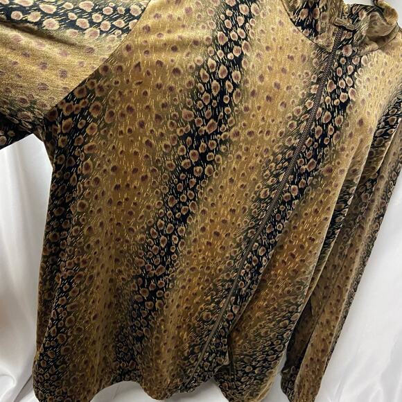 Silver Threads Jacket 1X Zip Up Animal Print Metallic Threads Metal Zipper - Picture 3 of 8